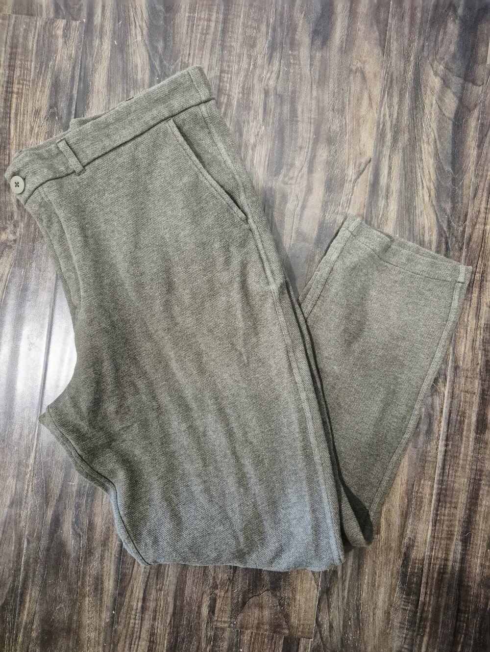 Roots Canada Knit Twill Straight Leg Trouser Pants Olive Green Heather XXL